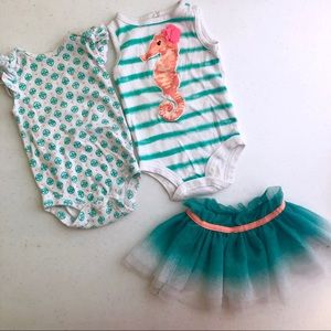 [Baby Starters] Seahorse Sea Onesie Skirt Outfit